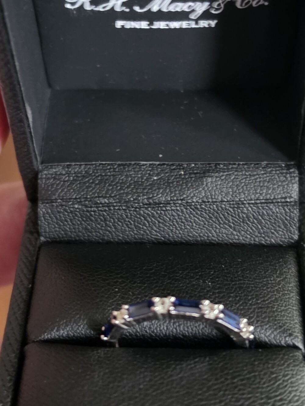 Blue Sapphire and Silver Stackable Ring Stamped .925 Sterling Silverb